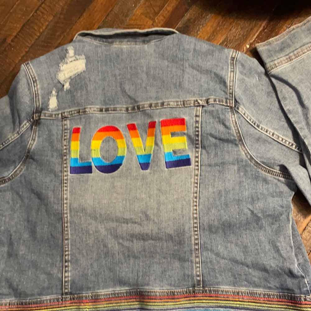 Lane Bryant 16 distressed denim jacket